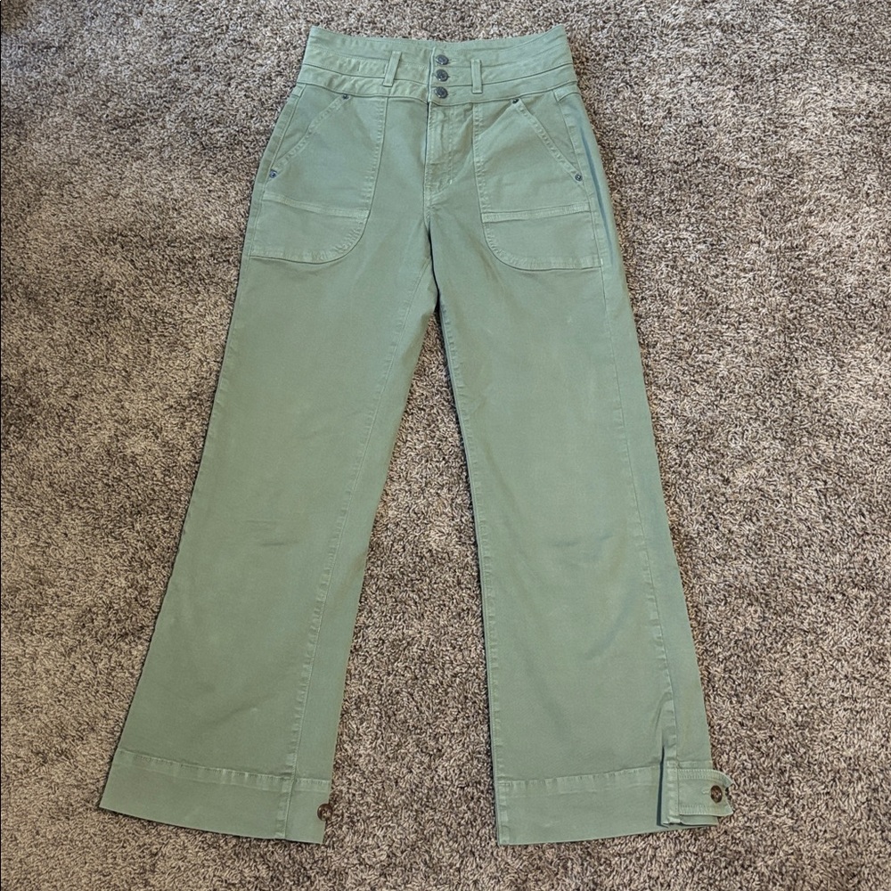 Veronica Beard Marley Pants High Rise Convertible Leg Olive Size 26